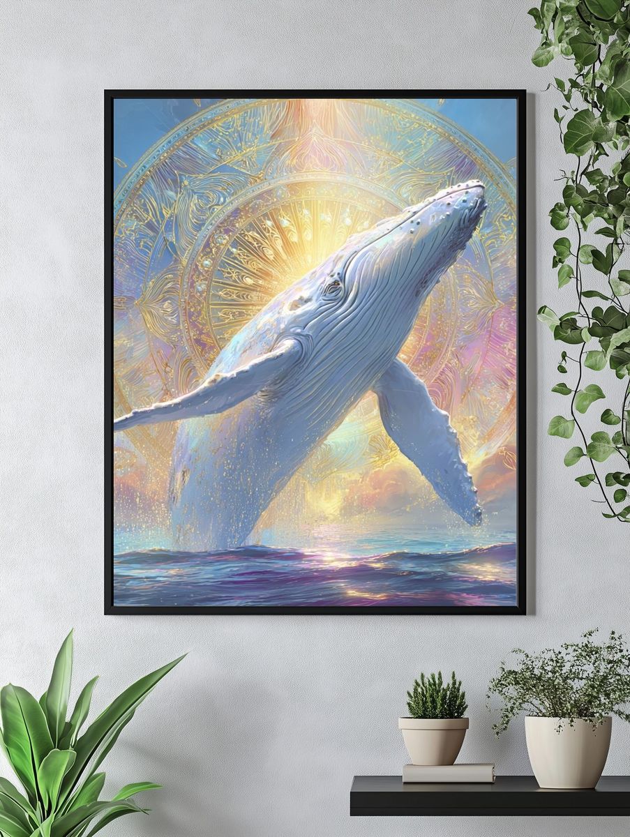 Whale Breaching — Surreal Art Print. — room view 4