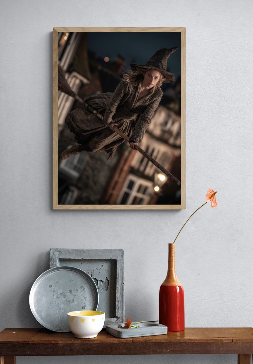 Witch on a Broomstick — Fantasy Print. — room view 3