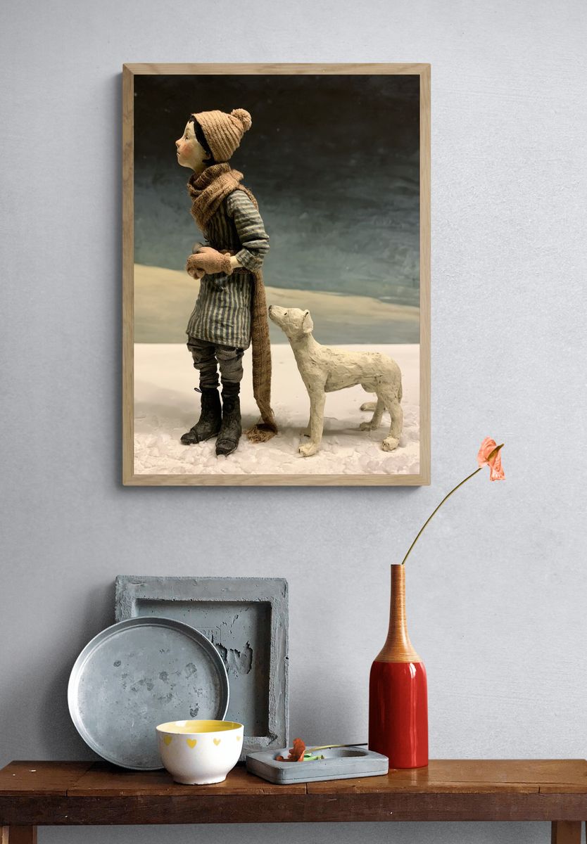 Winter Child and Dog Photography Poster. — room view 3