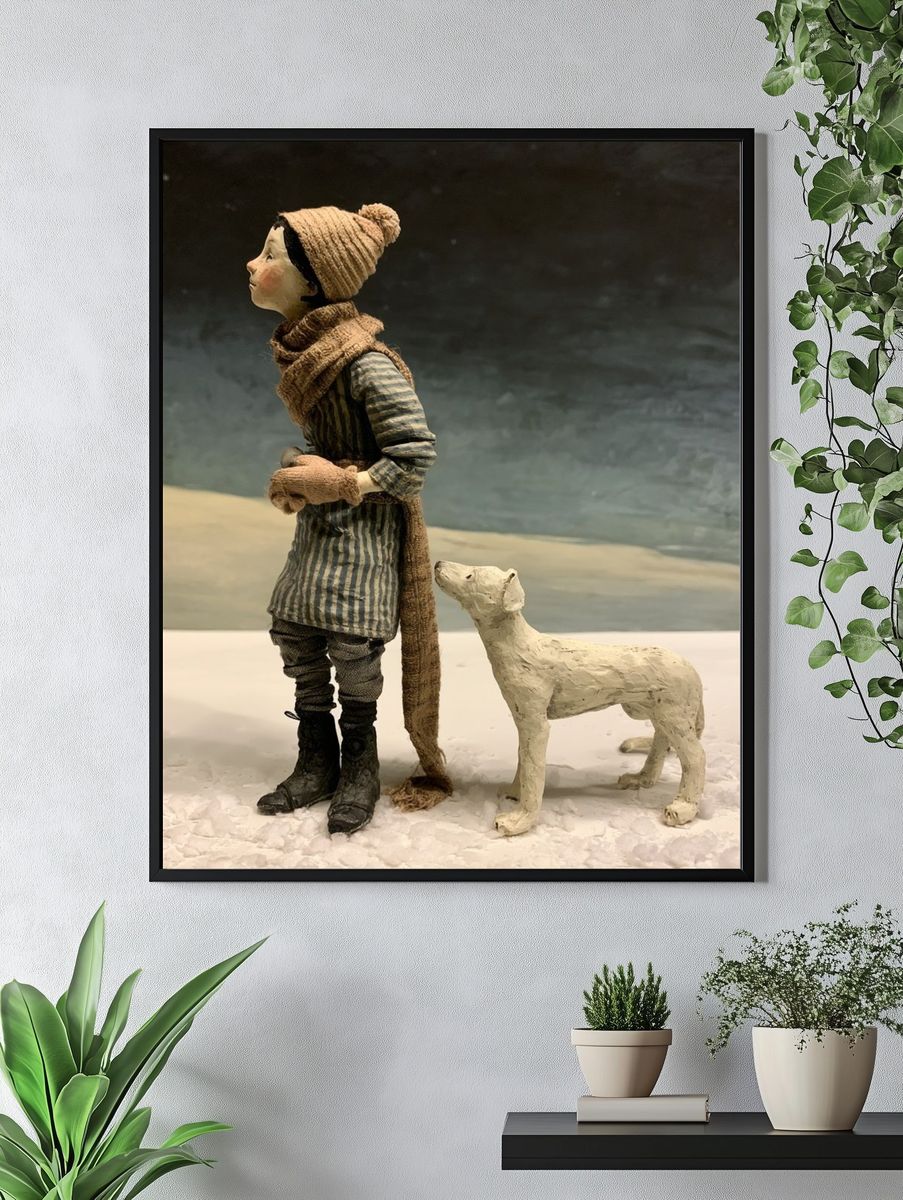 Winter Child and Dog Photography Poster. — room view 4