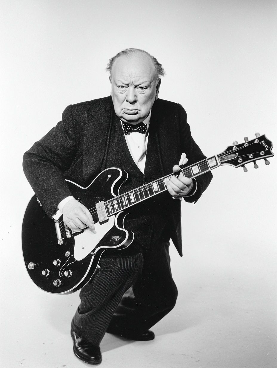 Winston Churchill Guitar Portrait Print. poster — photography art