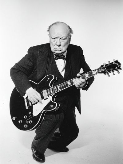 Winston Churchill Guitar Portrait Print. poster print