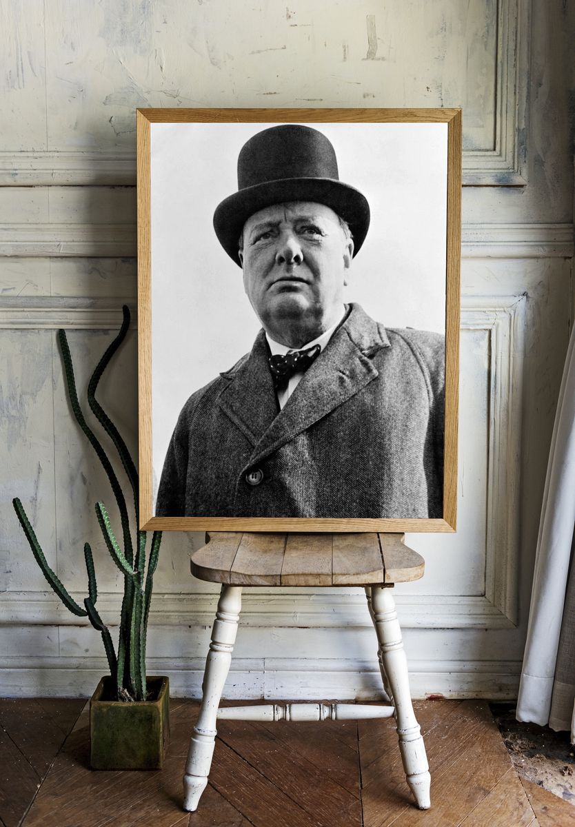 Winston Churchill Portrait — Vintage Print. — room view 1