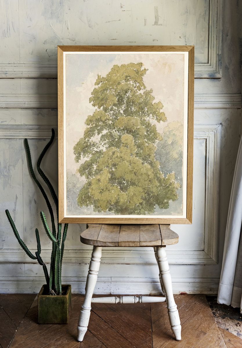 Lush Green Tree — Watercolor Print. room preview