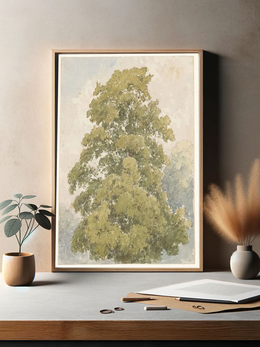 Lush Green Tree — Watercolor Print. — room view 2