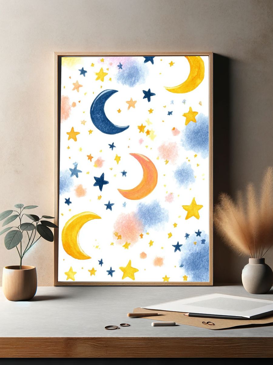 Celestial Dreams — Watercolor Print. — room view 2