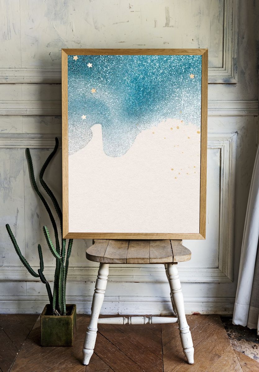 Starry Night Sky — Watercolor Print. — room view 1