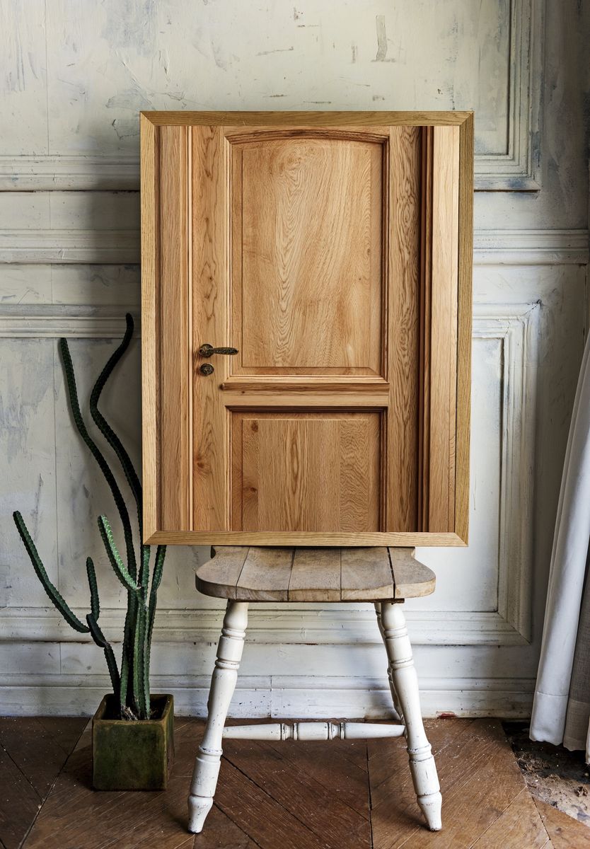 Elegant Wooden Door — Fine Art Print room preview
