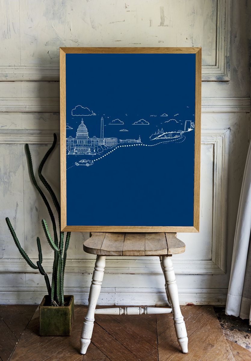 Washington D.C. Skyline Line Art Poster. — room view 1