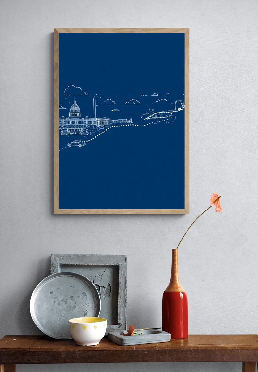 Washington D.C. Skyline Line Art Poster. — room view 3