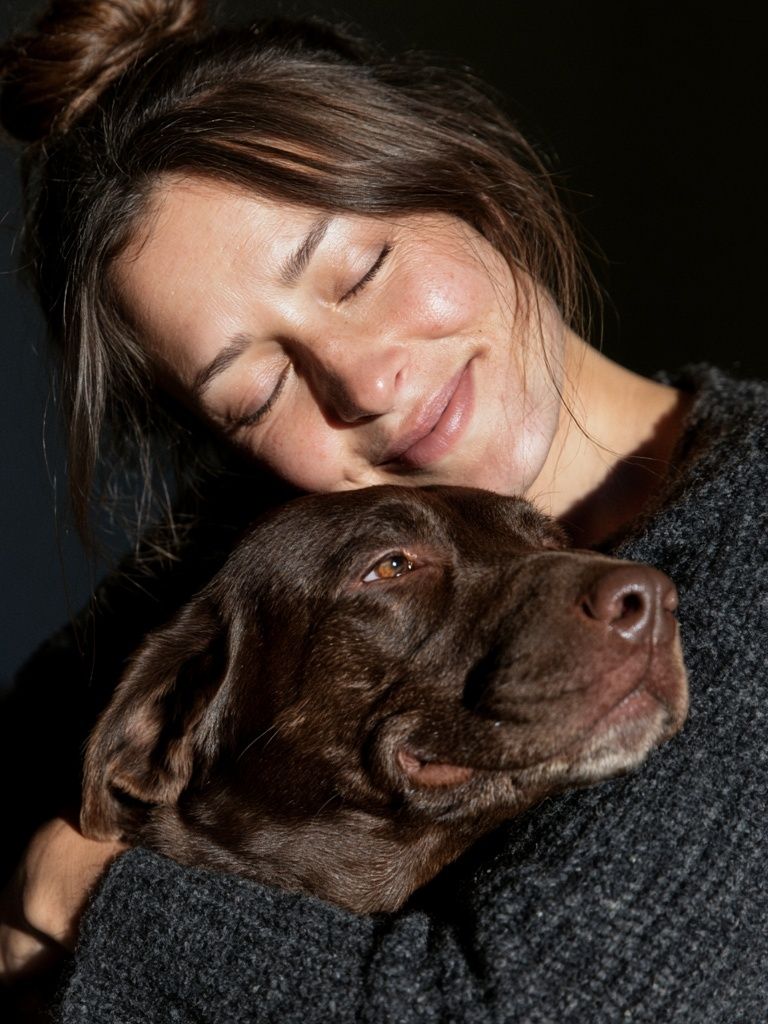 Woman and Dog Portrait Poster. poster detail