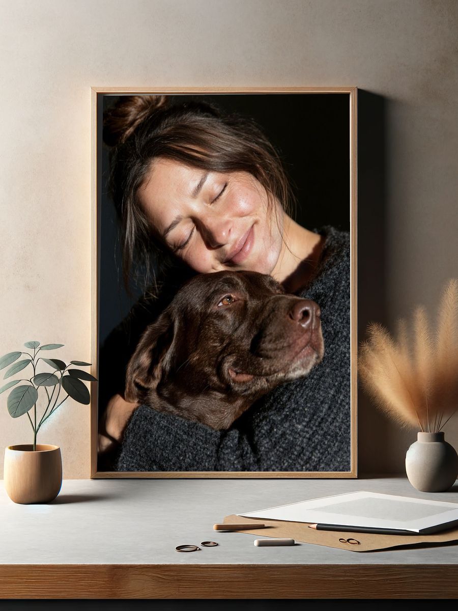 Woman and Dog Portrait Poster. — room view 2