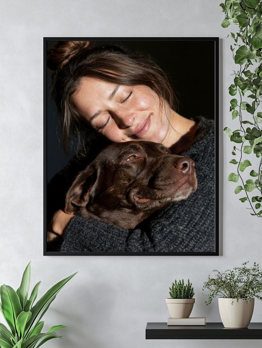 Woman and Dog Portrait Poster. — room view 4