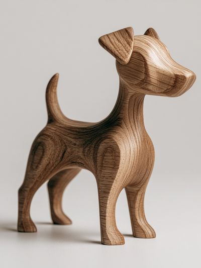 Wooden Dog Sculpture Photography Poster. poster