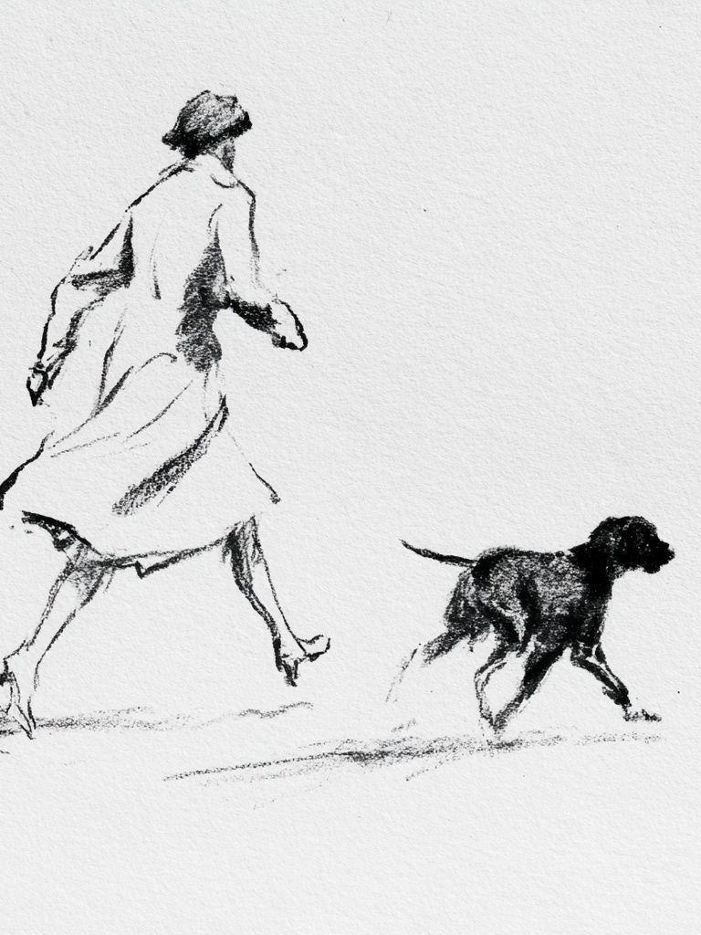 Woman and Dog Sketch Print. poster detail