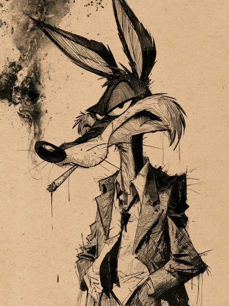 Wile E. Coyote Ink Sketch Poster. poster detail