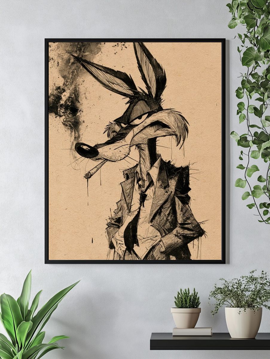 Wile E. Coyote Ink Sketch Poster. — room view 4