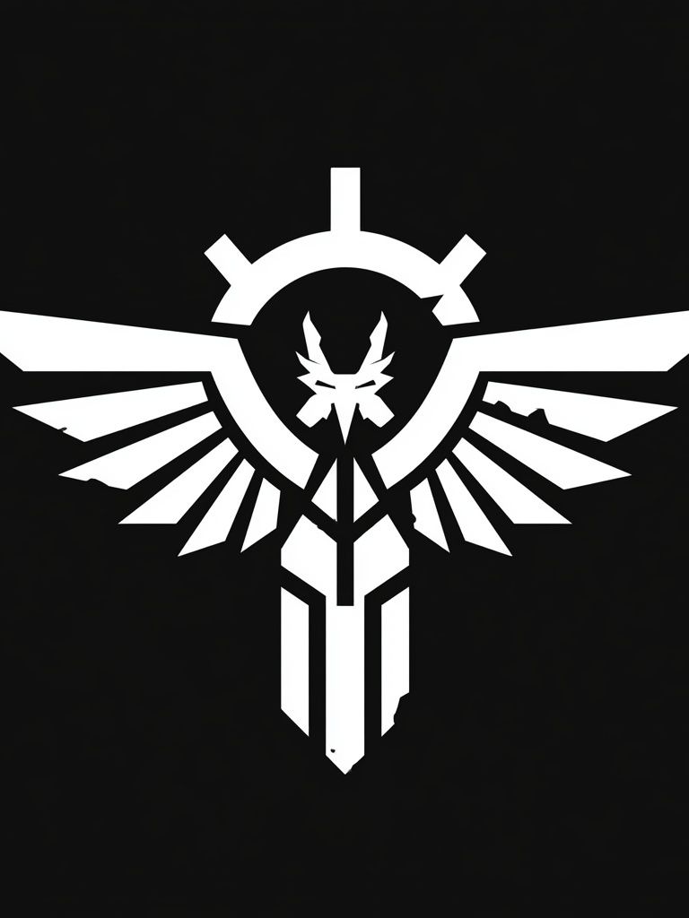 Winged Emblem Black-White Print.