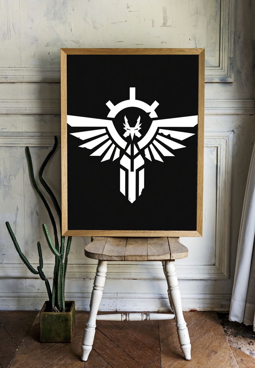 Winged Emblem Black-White Print. — room view 1