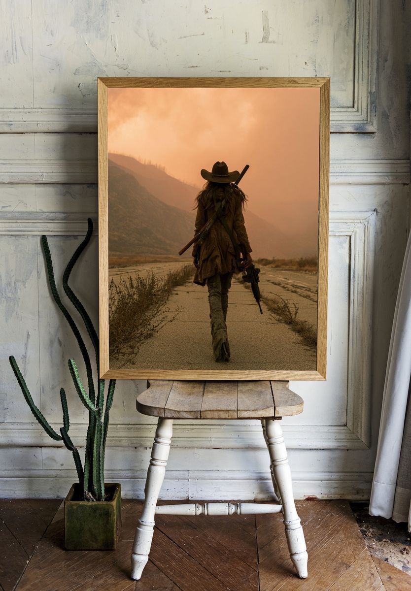 Lone Wanderer Desert Road Poster. — room view 1
