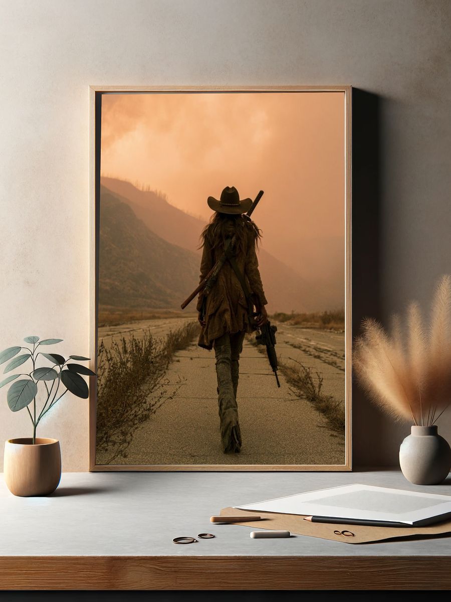 Lone Wanderer Desert Road Poster. — room view 2