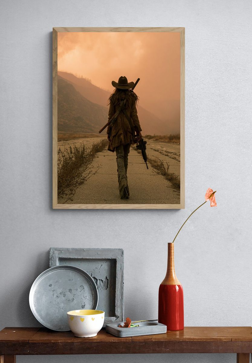Lone Wanderer Desert Road Poster. — room view 3