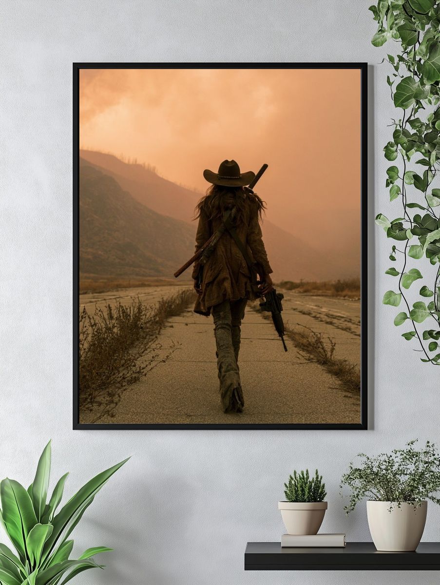 Lone Wanderer Desert Road Poster. — room view 4