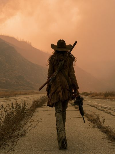 Lone Wanderer Desert Road Poster. poster