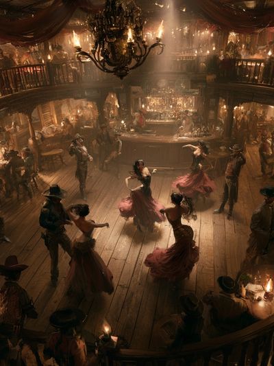 Western Saloon Dance Hall Poster.