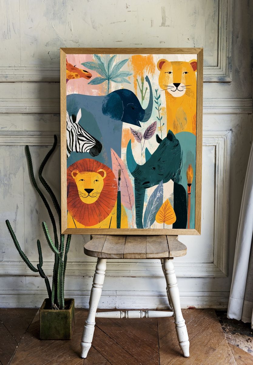 Wildlife Friends — Illustration Print. room preview