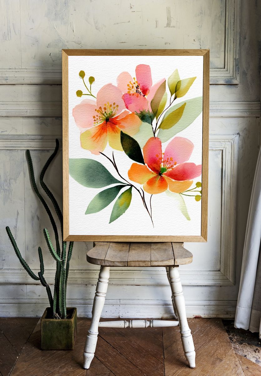 Watercolor Floral Bouquet Poster. room preview