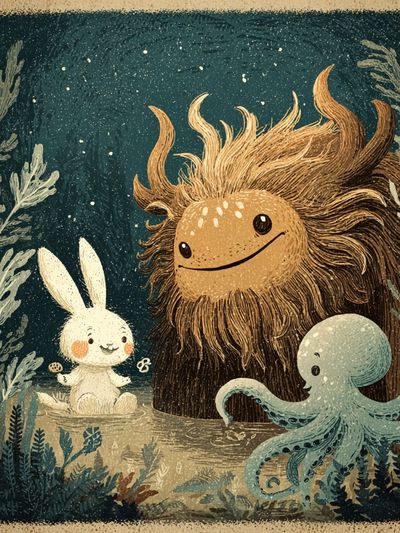Whimsical Forest Creatures — Illustration Print. poster print