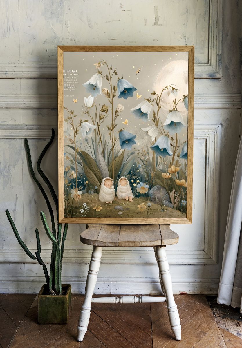 Whimsical Flower Garden — Illustration Print room preview