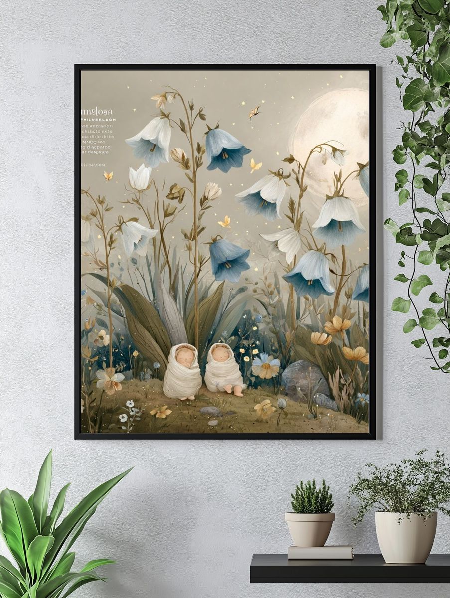 Whimsical Flower Garden — Illustration Print. — room view 4
