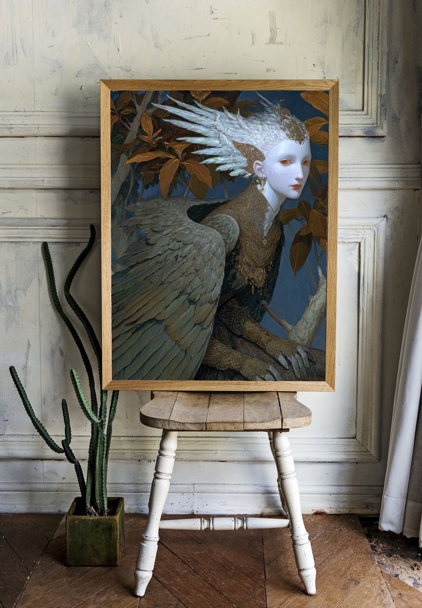 Winged Forest Figure Fantasy Print room preview