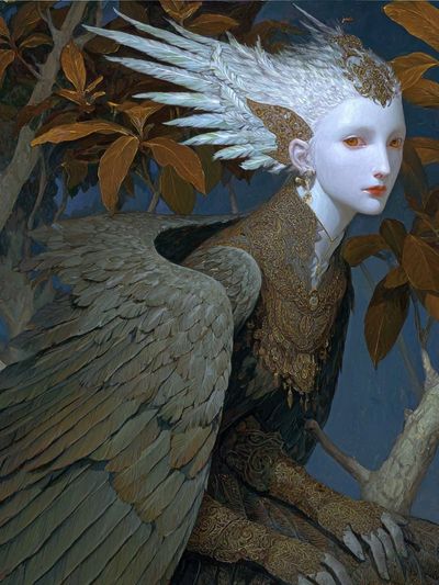 Winged Forest Figure Fantasy Print. poster print