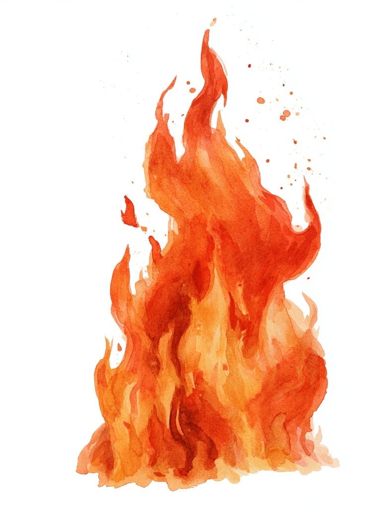 Watercolor Flame Illustration Poster. poster detail