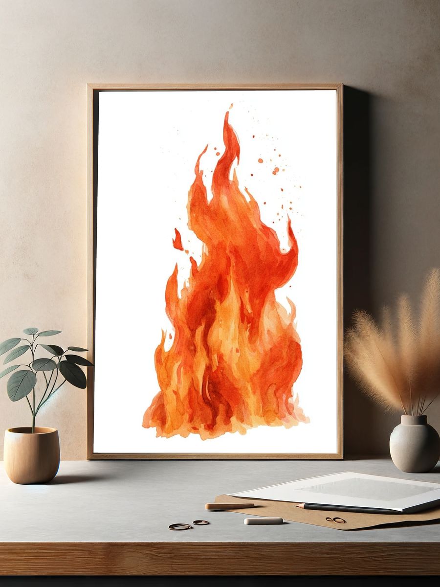 Watercolor Flame Illustration Poster. — room view 2