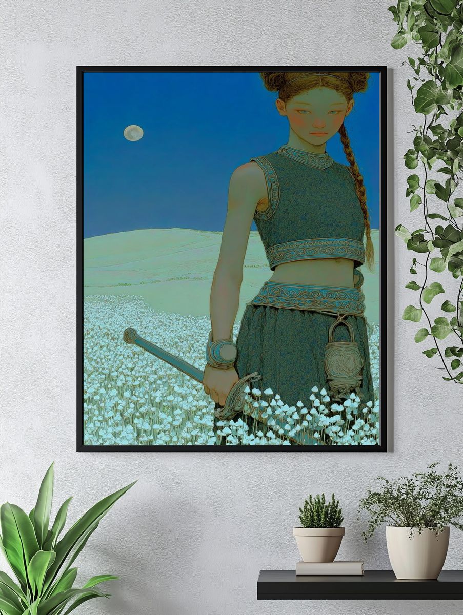 Warrior in a Flower Field — Illustration Print. — room view 4