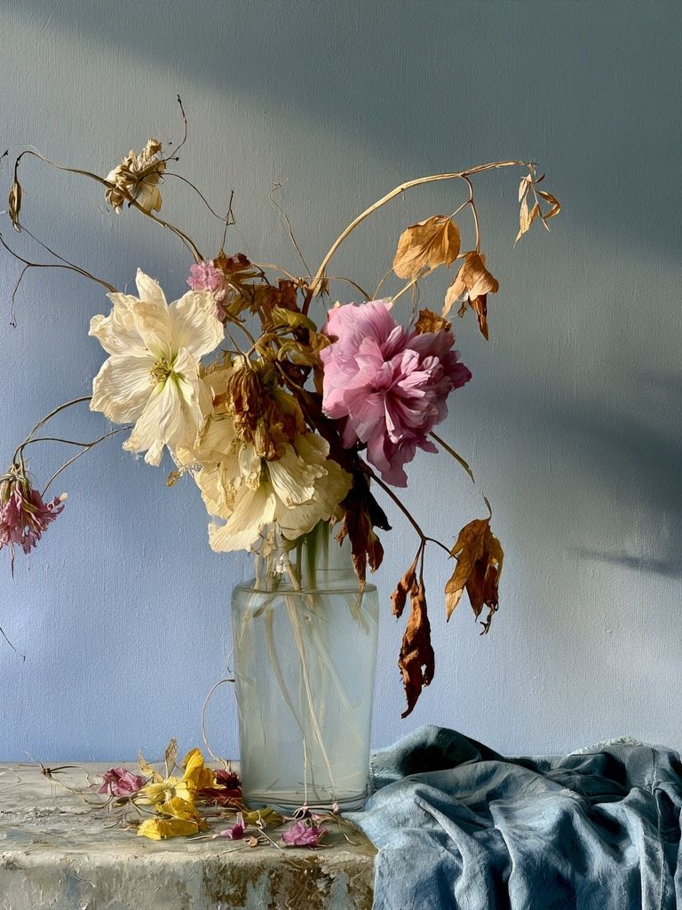 Wilted Flowers Still Life Print. poster detail