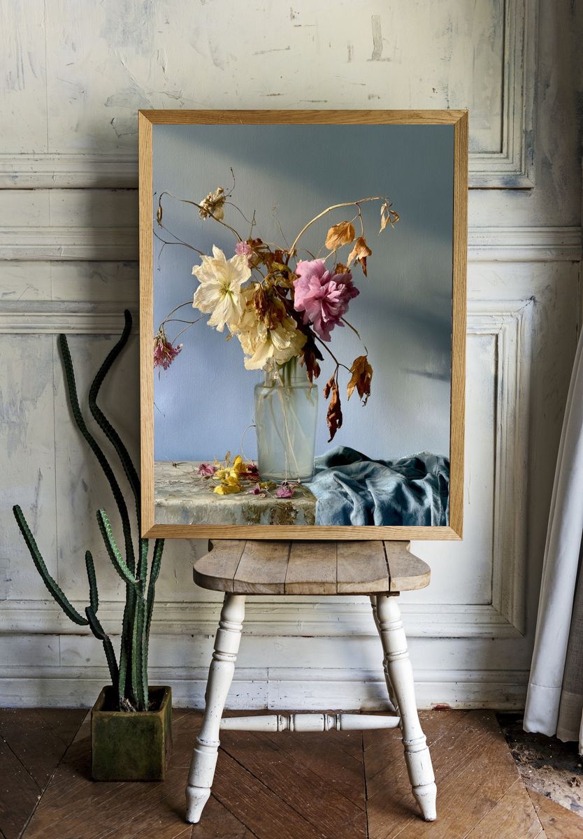 Wilted Flowers Still Life Print. — room view 1
