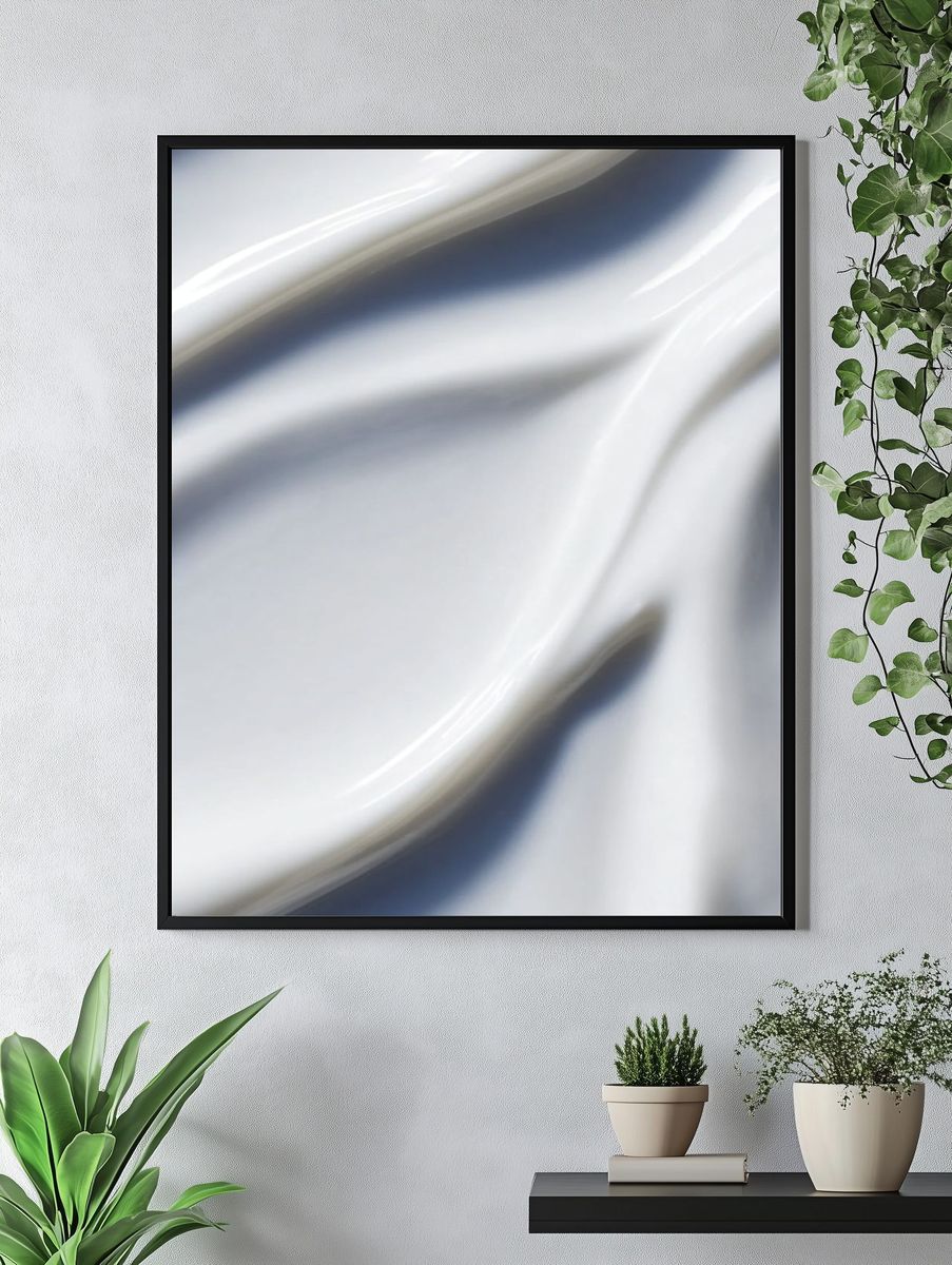 Elegant White Fabric — Minimalist Print. — room view 4