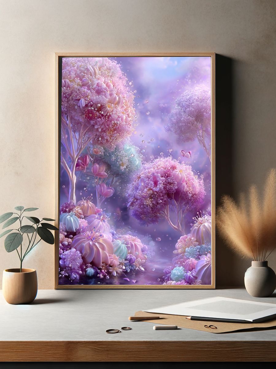 Whimsical Floral Fantasy Poster. — room view 2
