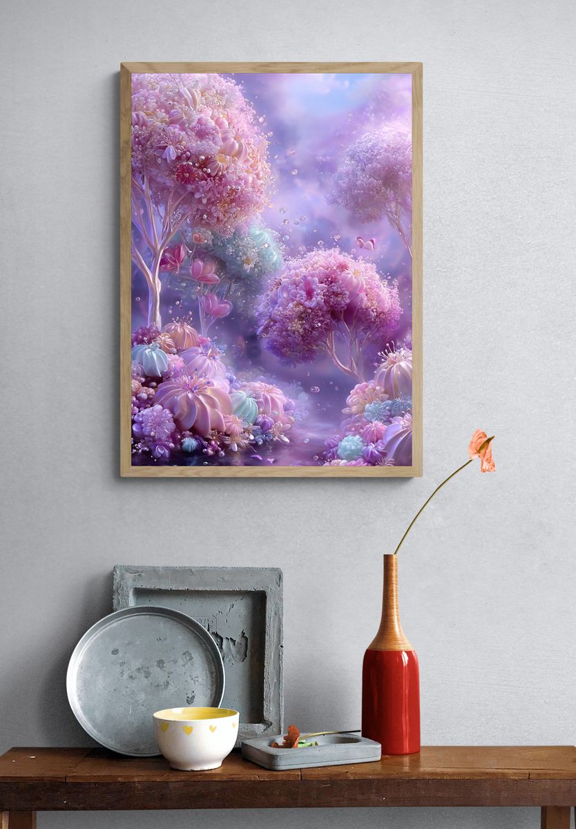 Whimsical Floral Fantasy Poster. — room view 3
