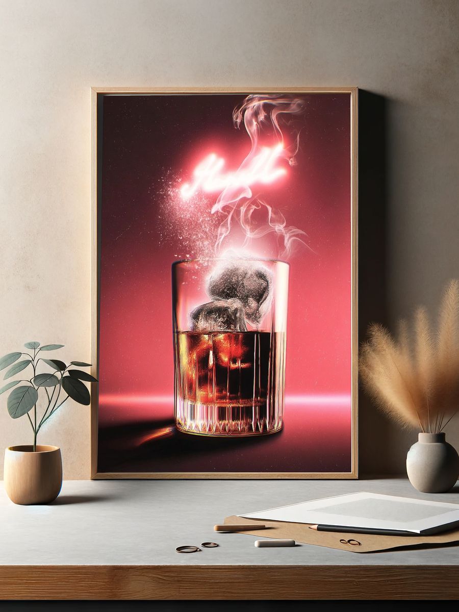 Whiskey Glass — Digital Art Print. — room view 2