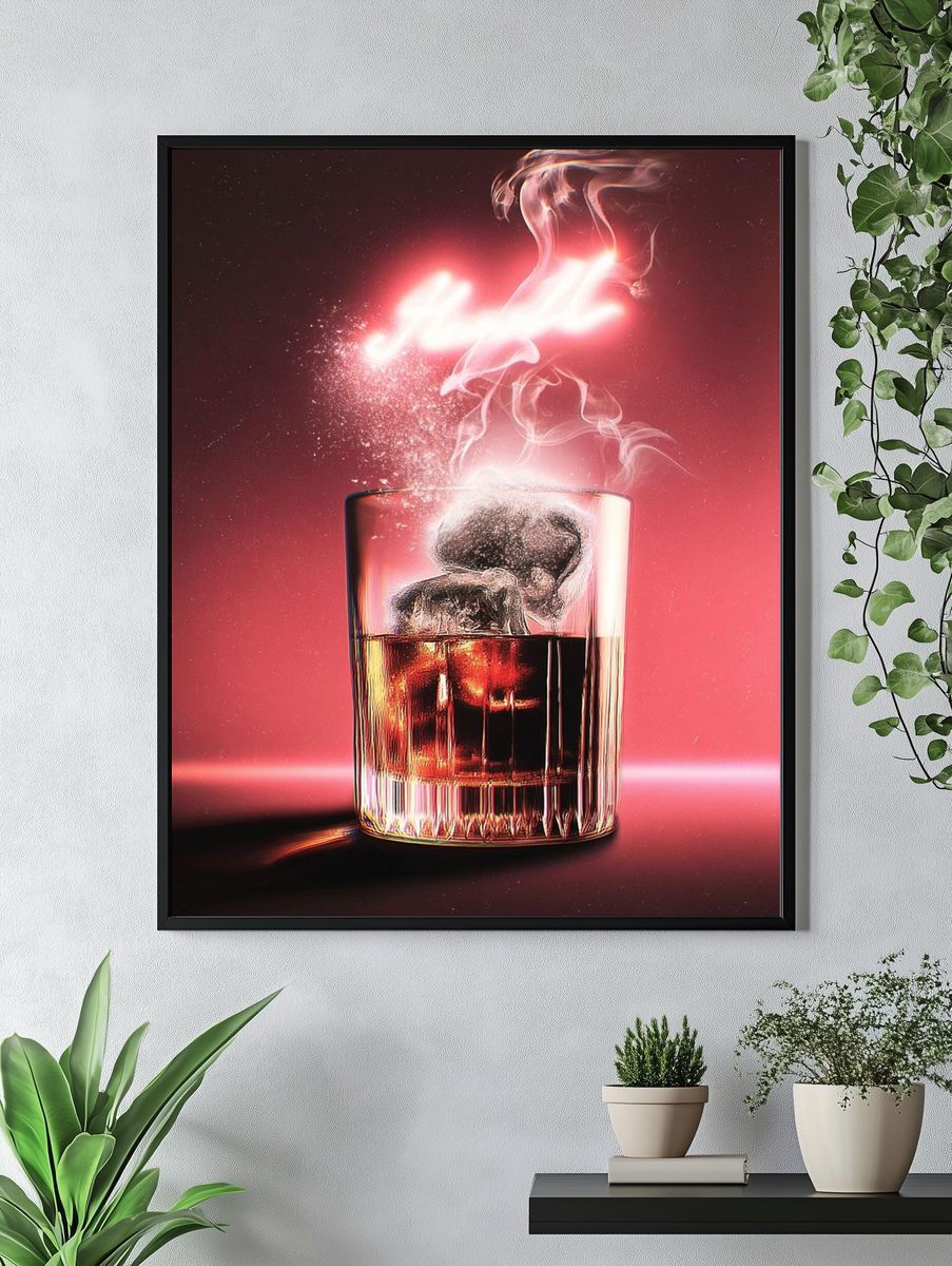 Whiskey Glass — Digital Art Print. — room view 4