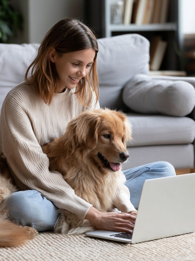 Woman with Golden Retriever Photography Poster. poster — photography art