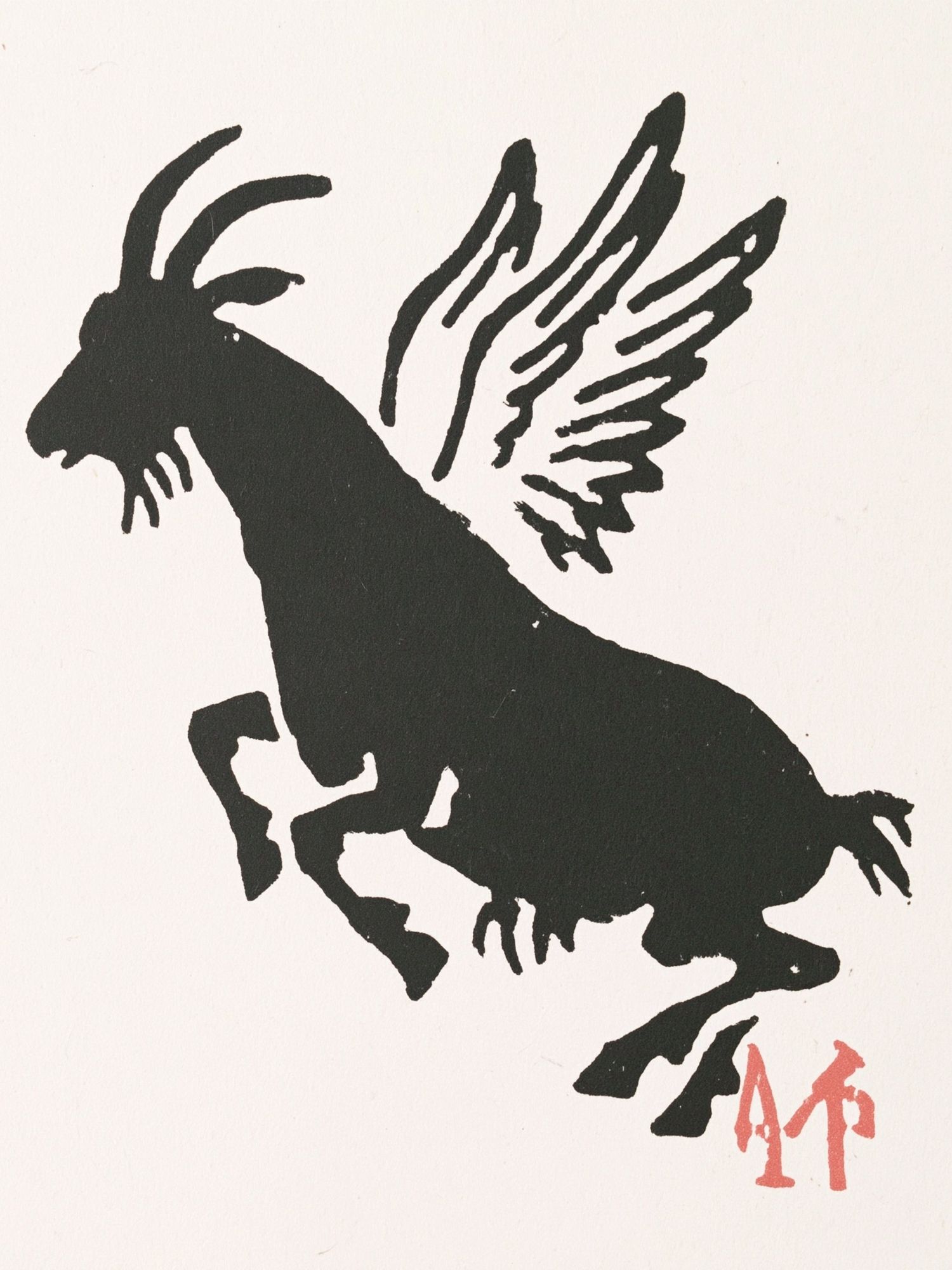 Winged Goat Ink Illustration Poster. poster detail