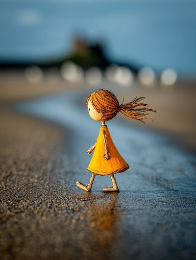 Whimsical Girl Walking — Illustration Print. poster print