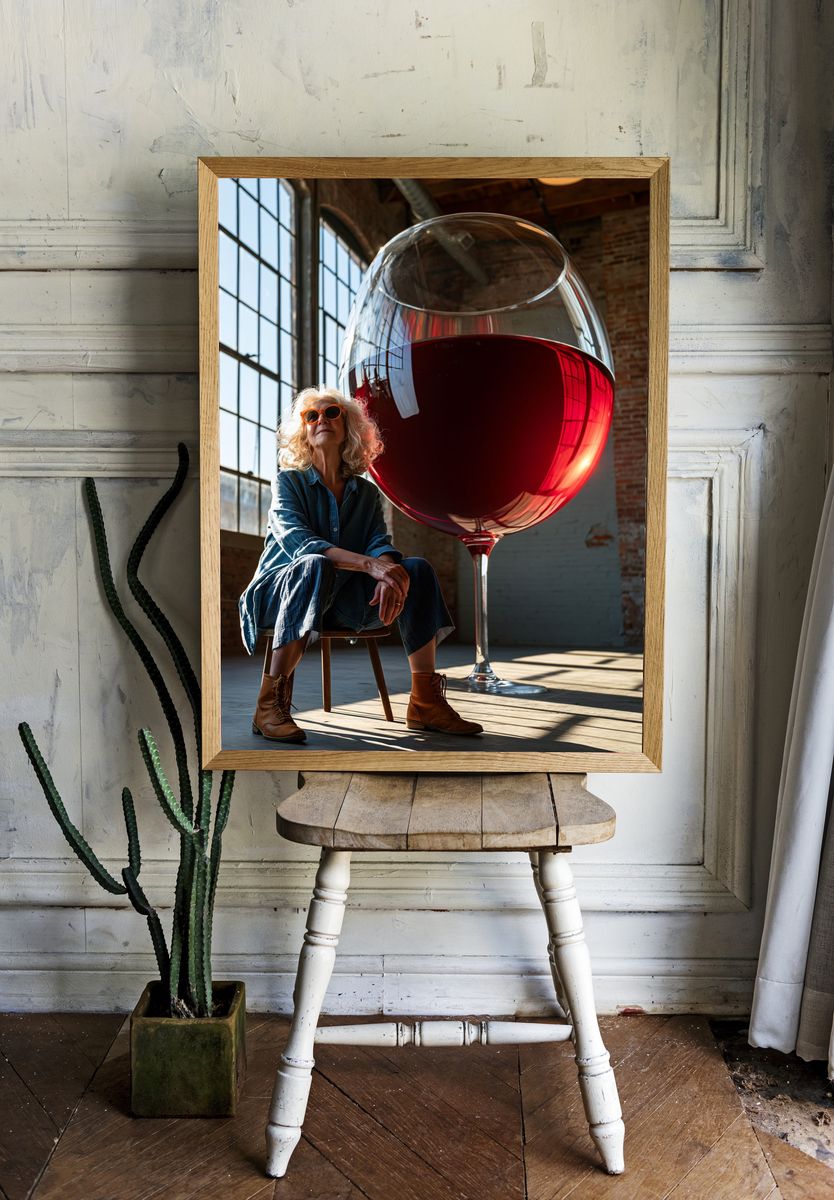 Wine Glass Portrait Poster. — room view 1